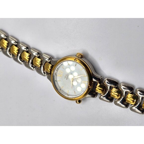 Timex Indiglo Women's Two Tone Quartz Watch CR 1216 Stainless Back - Picture 2 of 6